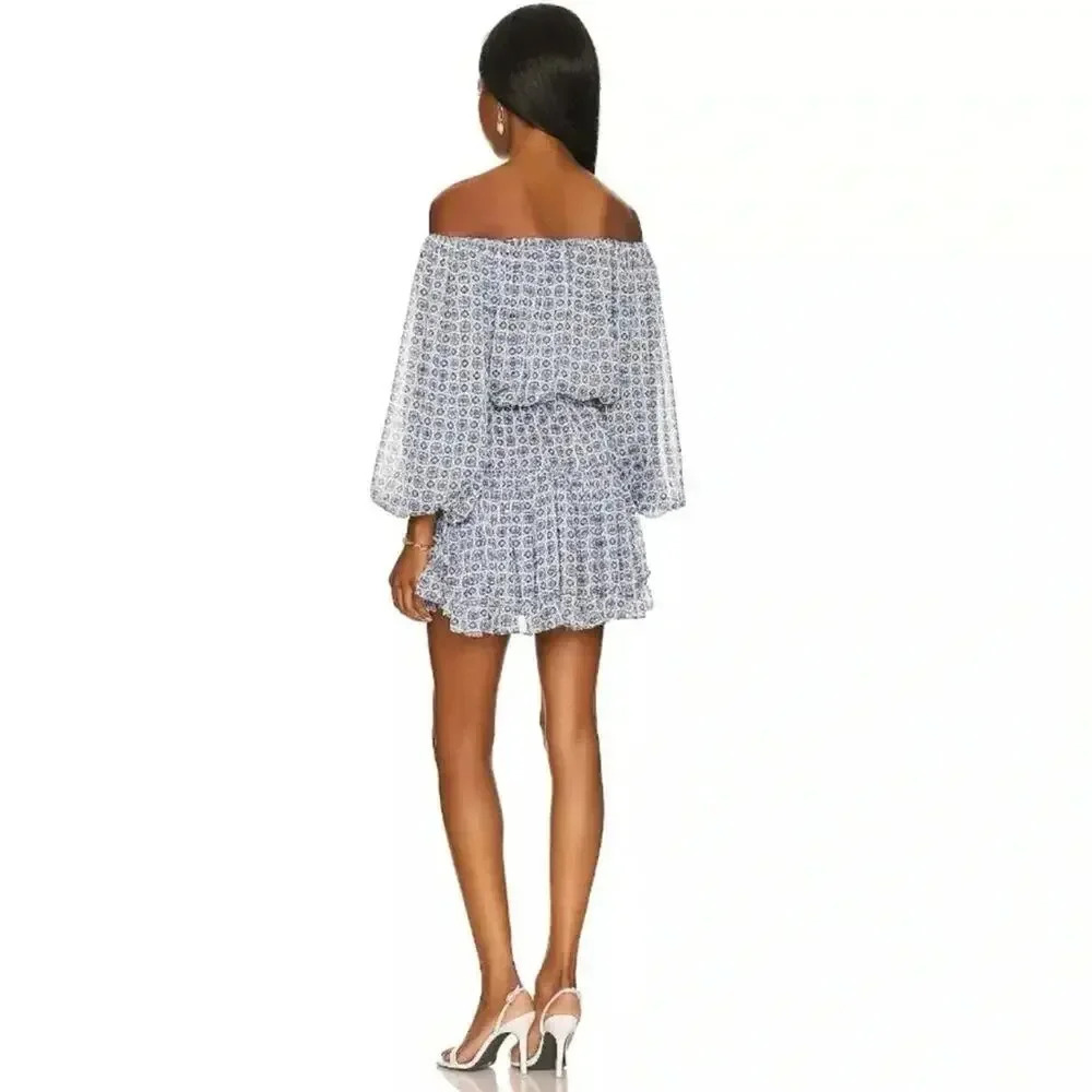 MISA LOS ANGELES Zonia Mini Dress in Blue Scorpios Tile Womens Size XS NWT - Picture 3 of 13